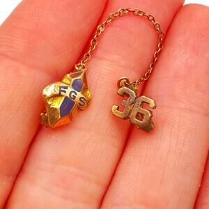 Vg 14K Gold Fraternity Sorority Class College School Chain Lapel Pin FGS 36 1936